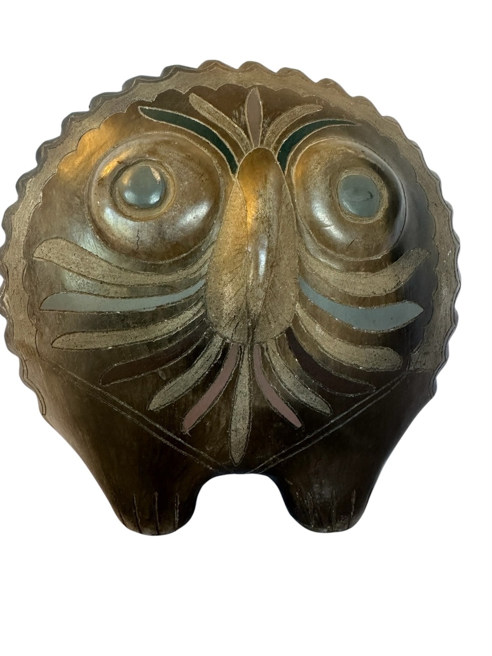Vintage Mexican Folk Art Owl Pottery Clay Decorative